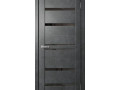 Дверь Бетон Тёмный B02 600*2000 ПВХ чёрное стекло