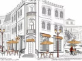Панель Фартук Уличное кафе 600*3000*0,75мм