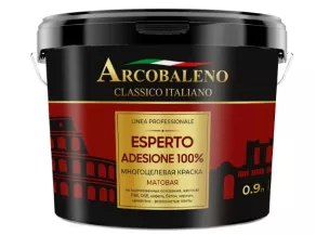 Краска ARCOBALENO Esperto Adesione 100% для фасадов и интерьеров многоцелевая 0.9л