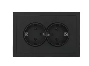 704-4200-128BQS Zima Розетка двойная без заземления бакалит черный матовый