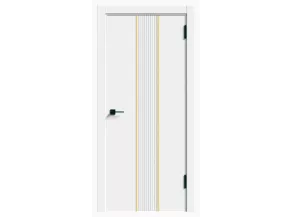 Дверное полотно глухое Спутник-2 ПВХ Софт-тач (white) золото 600х2000мм