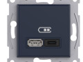 Розетка Asfora 2 мест антрацит внутр USB EPH2700471